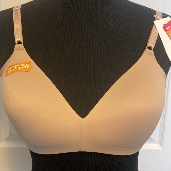 Warner’s Tan 36B Bra Wire Free No Side Effects Extra Side Coverage NWT - Picture 2 of 9
